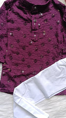 Boys Georgette Sequence Coffee berry Kurta set