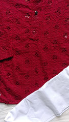 Boys Georgette Sequence Rosewood Kurta set