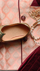 Boys Hit Pink IndoWestern set - Chain and shoes included