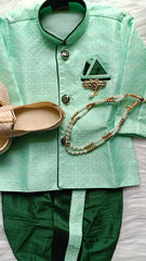 Boys Leaf Island IndoWestern set - Chain and shoes included
