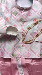 Boys Dark Pastel pink Dhoti set - Chain and Shoes Included