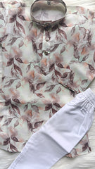Boys Quill grey floral Kurta Set