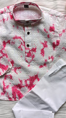 Infant Tie Dye Pinkish Red Kurta Set