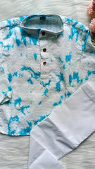 Infant Tie Dye Peacock Blue Kurta Set