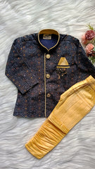 Boy's Indowestern Kurta Set - Blue Gold
