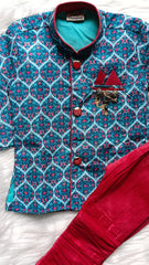 Boy's Indowestern Kurta Set - Blue Wine