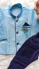 Boy's Indowestern Kurta Set - Cloudy Blue