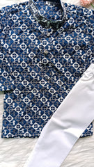 Infant Georgette Sequence Blue threadwork Kurta set