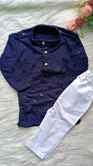 Infant Georgette Sequence Blue Berry Kurta set
