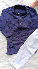 Infant Georgette Sequence Blue Berry Kurta set
