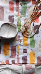 Infants Block jumble Dhoti Set - Chain and Shoes Included