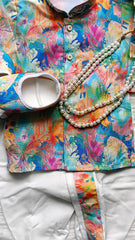 Infants Colorful Splash Dhoti Set - Chain and Shoes Included