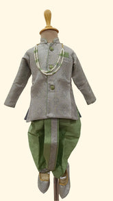 Infants  light Green  Dhoti Set - Chain and Shoes Included