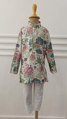 Boys grey cloud Georgette Forest Embroidery Kurta Set