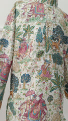 Boys grey cloud Georgette Forest Embroidery Kurta Set