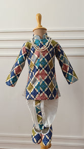 Infants Smoky Mix  Dhoti Set - Chain and Shoes Included