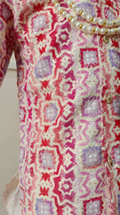 Infants Pinky Swan Mix Dhoti Set - Chain and Shoes Included