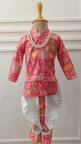 Infants Lotus Bhandini   Mix  Dhoti Set - Chain and Shoes Included