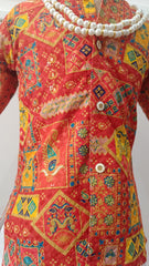 Infants Red Bhandini Mix Dhoti Set - Chain and Shoes Included
