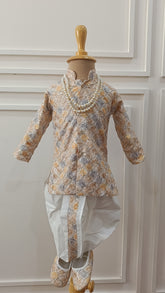 Infants embossed  lines  Dhoti Set - Chain and Shoes Included