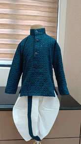 Infant Noor Georgette Sequence Green Dhoti Set