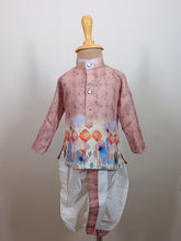 Boys Solid Brown Floral  Dhoti   Set