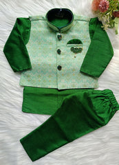 Boys Forest Green 3 Piece Jacket Set