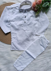 Boys Georgette White Kurta set
