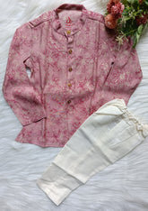 Boys Pinkish Grey Kurta Set