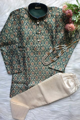 Boys Garden Green Kurta set - Chain Included