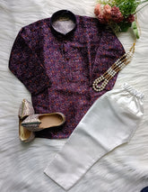 Boys Floral Mutlicolor Kurta set - Chain and Shoes Included