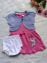 2 Piece Frock Bloomer set - Striped Jacket (Pink)