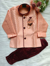 Boys IndoWestern kurta set - Orange and Maroon