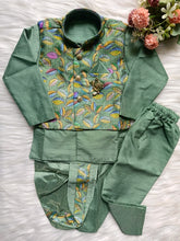Boys Premium Indo Western 2 in 1 Kurta Set - Dhoti & Pant Included green