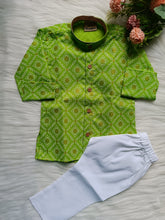 Boys Green Cotton kurta set