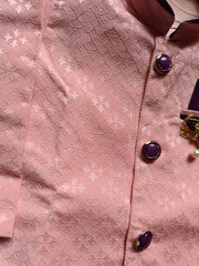 Boys IndoWestern kurta Dhoti set - Pink and Violet
