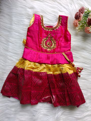 Pattu Langa attached - Pink and Yellow