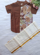 Chocolate Brown Panel Dhoti Set with Sequins Embroidery Work