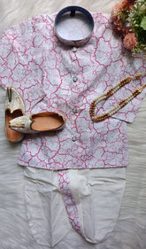 Boys Tulip Pink Dhoti  set - Chain and Shoes Included