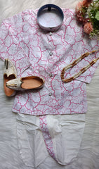 Boys Tulip Pink Dhoti set - Chain and Shoes Included