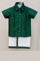 Infants Forest Green silk Pancha Set
