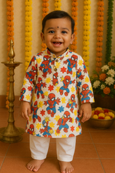 Boys Cotton Spiderman Kurta Set