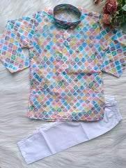 Boys Blue Purple Kurta Set