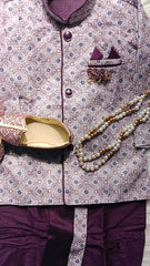 Boys kurta Dhoti set - Purple Magenta Dhoti chain Included