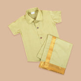 Pista Green Onam Pancha Set for Kids with Soft Silk Texture Cotton