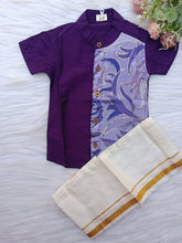 Elegant Kids Dhoti Set in Dark Purple with Sequins Embroidery Panel