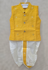 Infants Yellow silk Dhoti Set