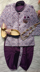 Boys kurta Dhoti set - Purple Magenta Dhoti chain Included