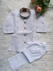 Boys White Cotton kurta set