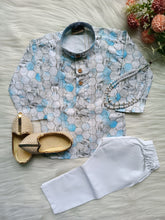 Boys - White Classic Sequence Kurta Set with chain